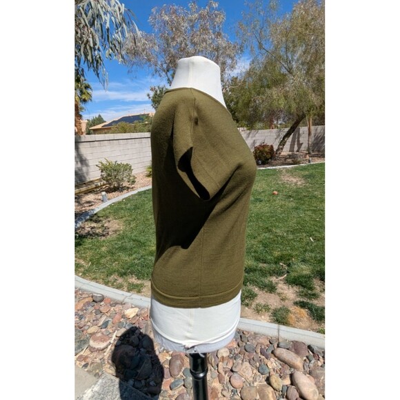 Vintage Olive Green 1960s Wool Off Shoulder Pullover Scoop-Neck Sz10/Med Top EUC - Picture 2 of 5